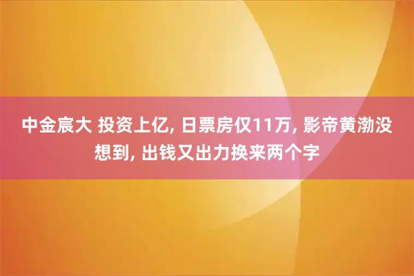 中金宸大 投资上亿, 日票房仅11万, 影帝黄渤没想到, 出钱又出力换来两个字